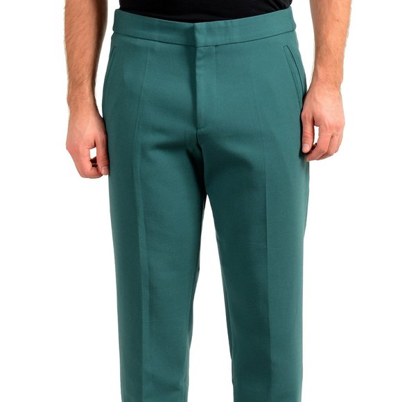 Hugo Boss Men's "Parget" Fashion Fit Green Wool Casual Pants US 32R IT 48